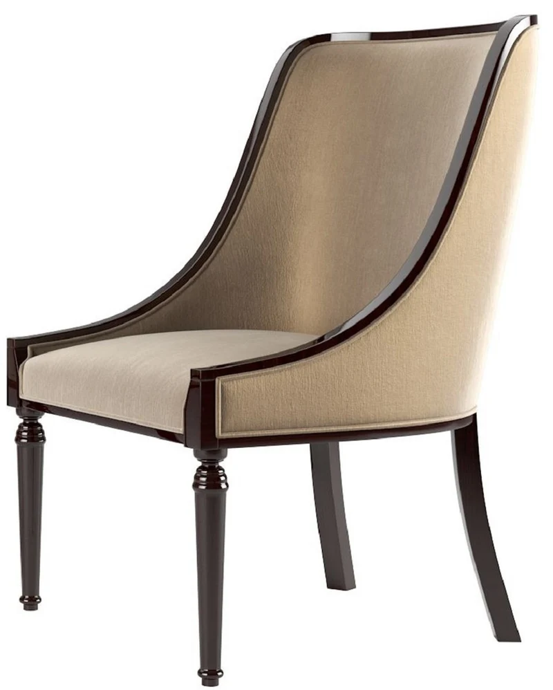 Casa Padrino Luxus Barock Esszimmer Stuhl 4er Set Beige / Dunkelbraun Hochglanz - Luxus Esszimmer Möbel im Barockstil - Barock Möbel - Edel & Prunkvoll