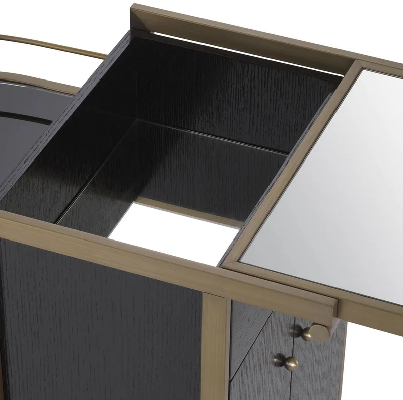 Casa Padrino Luxus Servierwagen Schwarz / Messing 88 x 50 x H. 78 cm - Hotel Restaurant Gastronomie Trolley - Luxus Hotel Restaurant Gastronomie Accessoires - Luxus Möbel
