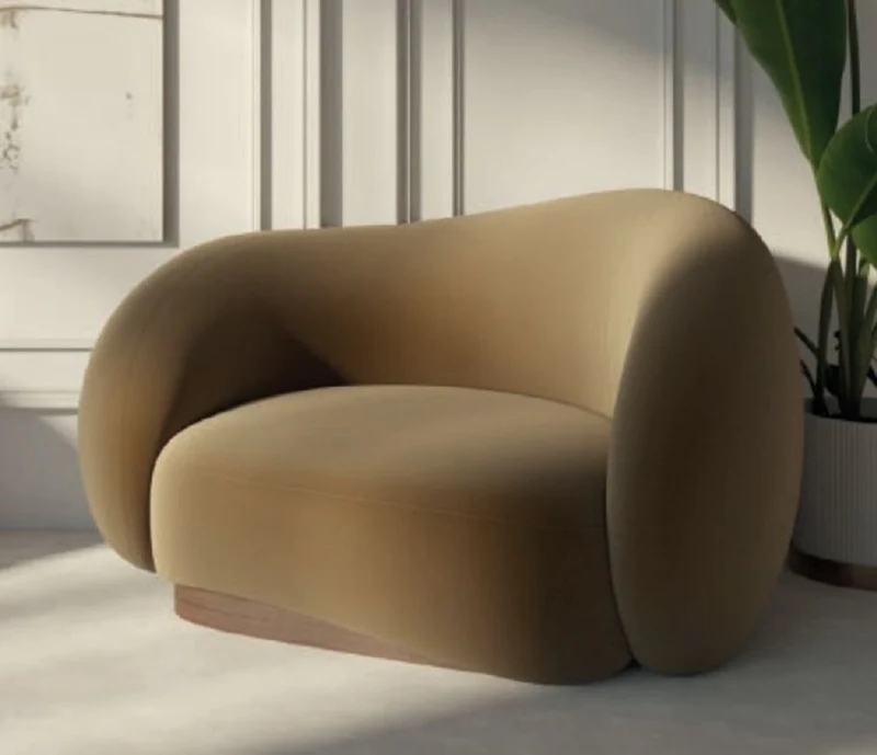 Casa Padrino Luxus Samt Sessel rechte Seite Braun / Dunkelbraun 110 x 105 x H. 78 cm - Wohnzimmer Sessel - Hotel Sessel - Wohnzimmer Möbel - Hotel Möbel - Luxus Möbel