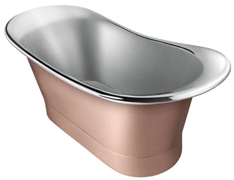 Casa Padrino Luxus Jugendstil Kupfer Badewanne Silber / Kupfer 172,7 x 71,1 x H. 71,1 cm - Freistehende Retro Badewanne - Rustikale Kupfer Badezimmer Möbel