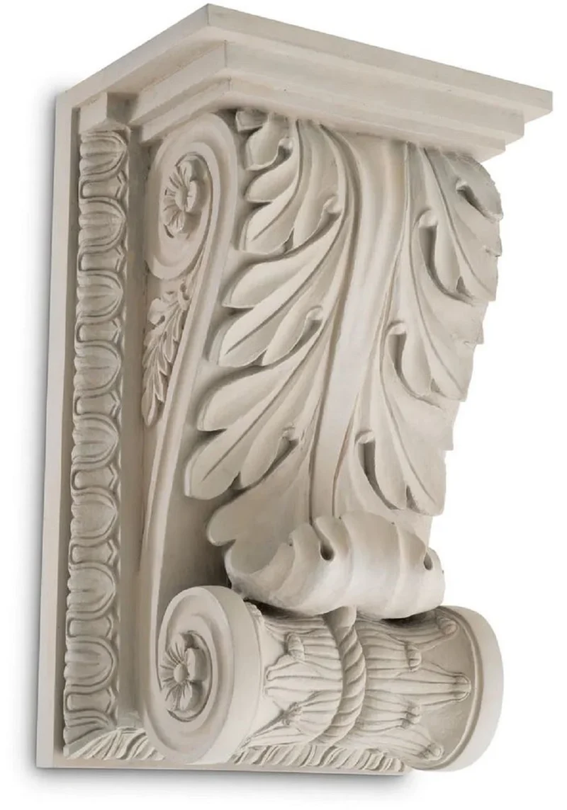 Casa Padrino Luxus Barock Wandkonsole Sandfarben 51 x 36 x H. 84 cm - Prunkvolle Wanddeko Konsole im Barockstil - Barock Wanddeko - Barock Möbel