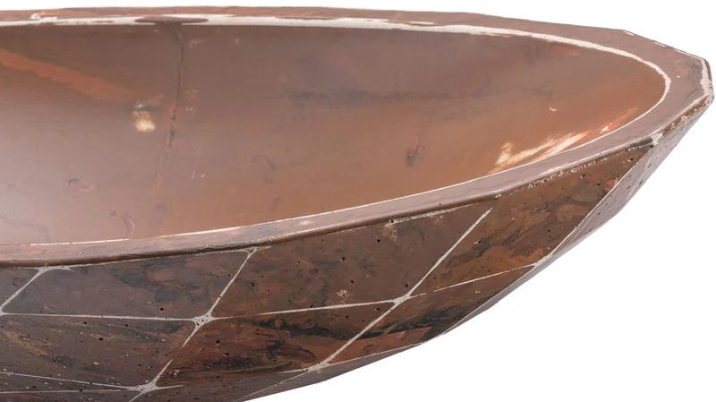 Casa Padrino Luxus Waschbecken Schale Braun / Weiß 60,9 x 29,7 x H. 11,9 cm - Handgefertigtes Beton Waschbecken - Badezimmer Accessoires - Luxus Badezimmer Zubehör