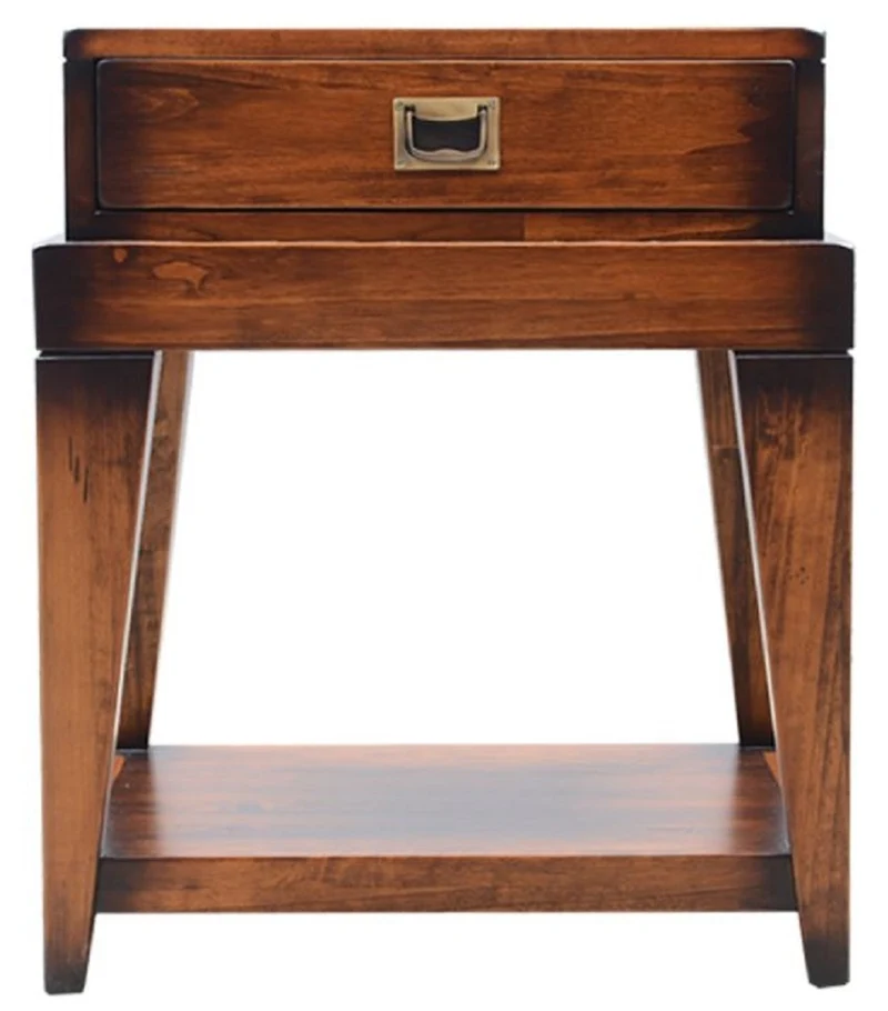Casa Padrino Luxus Vintage Stil Beistelltisch Braun / Messing 54 x 54 x H. 64,5 cm - Quadratischer Nachttisch mit Schublade - Wohnzimmer Möbel - Schlafzimmer Möbel - Luxus Vintage Stil Möbel
