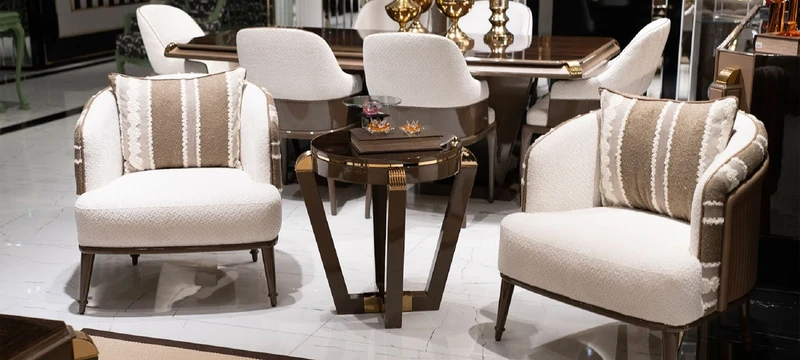 Casa Padrino Luxus Sessel Weiß / Grau / Braun - Wohnzimmer Sessel - Hotel Sessel - Wohnzimmer Möbel - Hotel Möbel - Luxus Möbel