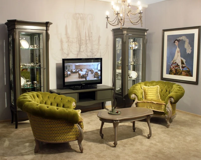 Casa Padrino Luxus Barock Wohnzimmer Sessel Grün / Grau - Handgefertigter Barockstil Sessel - Prunkvolle Luxus Wohnzimmer Möbel im Barockstil - Barock Möbel - Edel & Prunkvoll