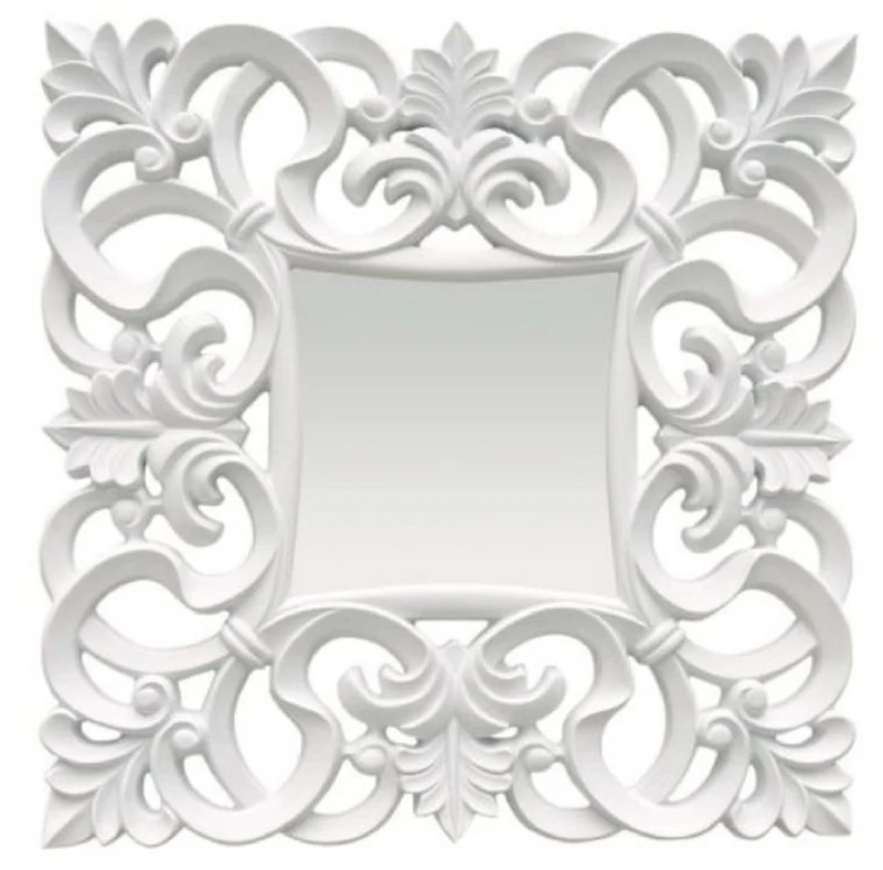 Casa Padrino Barock Spiegel Weiß 76 x H. 76 cm - Quadratischer Wandspiegel im Barockstil - Prunkvoller Antik Stil Garderoben Spiegel - Barock Interior - Barock Möbel