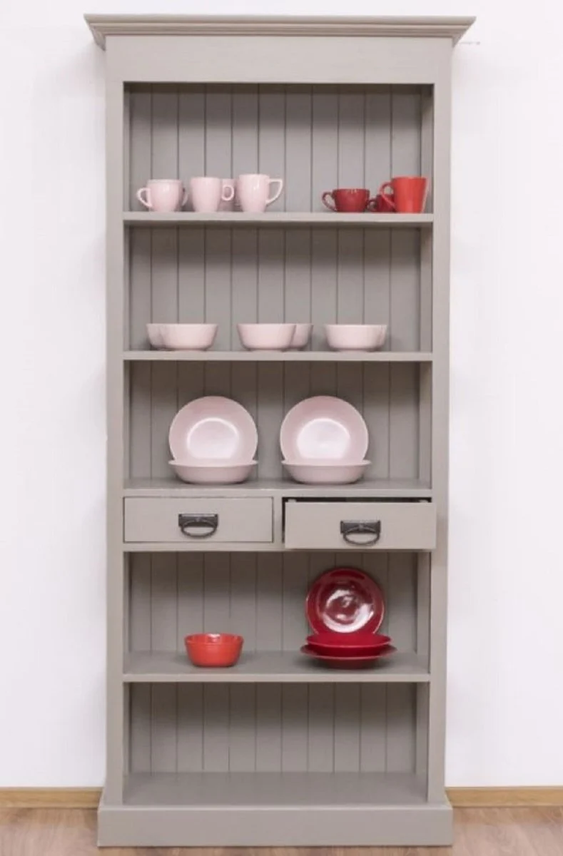 Casa Padrino Landhausstil Shabby Chic Schrank Antik Grau 91 x 39 x H. 197 cm - Landhausstil Esszimmer Schrank - Massivholz Möbel - Landhausstil Shabby Chic Möbel