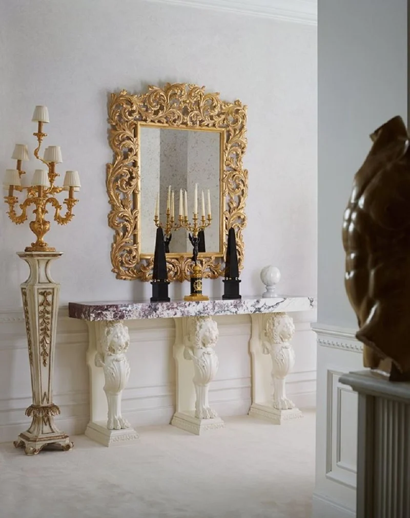 Casa Padrino Luxus Barock Säule Cremeweiß / Gold - Prunkvolle Massivholz Deko Säule - Hotel Möbel - Schloss Möbel - Wohnzimmer Möbel - Luxus Qualität - Made in Italy