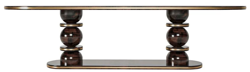 Casa Padrino Luxus Esstisch Dunkelbraun / Messing 240 x 110 x H. 76 cm - Ovaler Massivholz Esszimmertisch - Esszimmer Möbel - Luxus Möbel