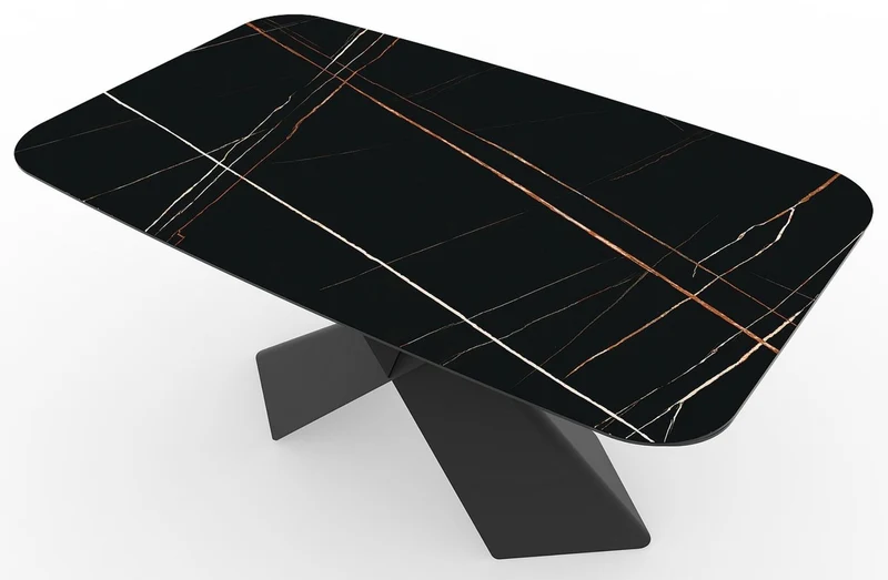 Casa Padrino Luxus Esstisch mit gehärteter Glaskeramik Tischplatte Schwarz / Matt Schwarz 160-240 x 95 x H. 76 cm - Ausziehbarer Küchentisch - Esszimmer Möbel - Luxus Möbel