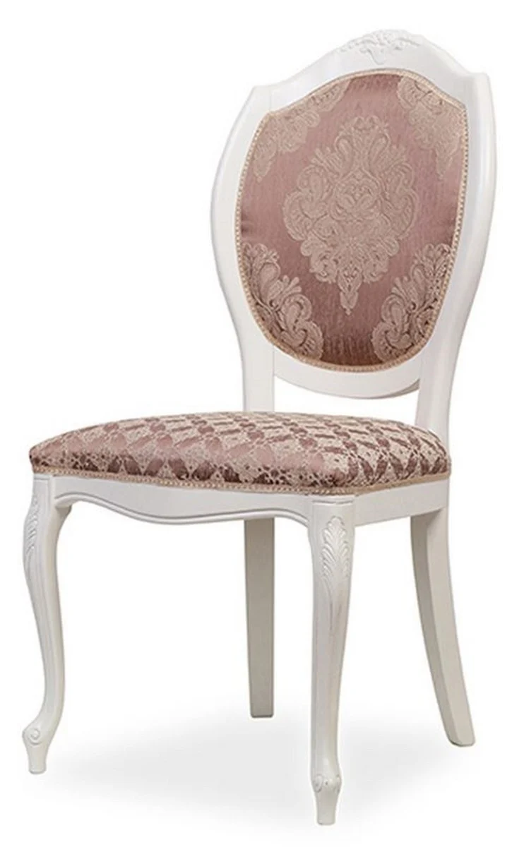 Casa Padrino Luxus Barock Esszimmer Stuhl 8er Set Lila / Beige / Weiß - Barockstil Küchen Stühle - Prunkvolle Luxus Esszimmer Möbel im Barockstil - Edel & Prunkvoll