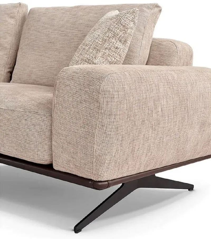 Casa Padrino Luxus Sofa Beige / Dunkelbraun 320 x 100 x H. 70 cm - Wohnzimmer Sofa - Hotel Sofa - Wohnzimmer Möbel - Hotel Möbel - Luxus Möbel - Luxus Einrichtung - Wohnzimmer Einrichtung