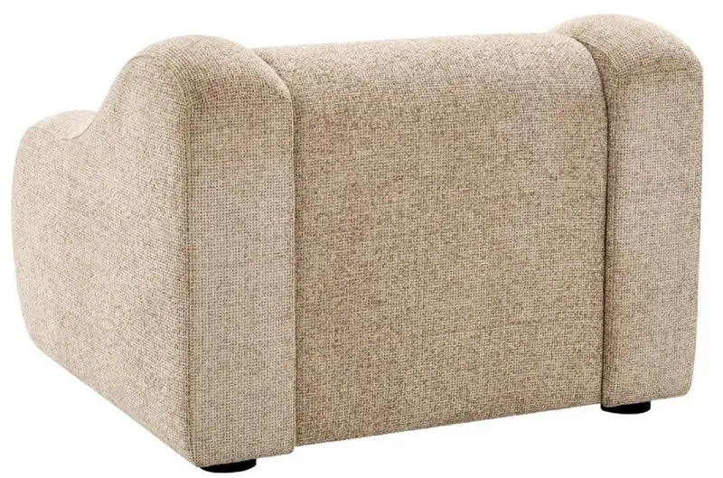 Casa Padrino Luxus Sessel Sandfarben / Schwarz 100 x 108 x H. 74 cm - Wohnzimmer Sessel - Hotel Sessel - Wohnzimmer Möbel - Luxus Möbel - Wohnzimmer Einrichtung - Luxus Einrichtung - Möbel Luxus