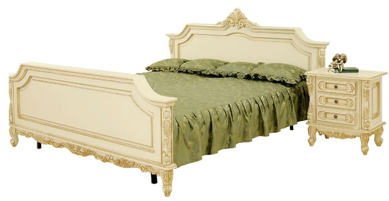 Casa Padrino Luxus Barock Nachtkommode Creme / Beige - Prunkvoller Barock Nachttisch mit 3 Schubladen - Luxus Schlafzimmer Möbel im Barockstil - Barock Möbel - Barock Einrichtung