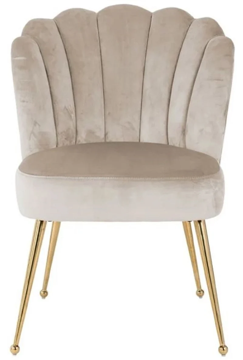 Casa Padrino Luxus Samt Esszimmer Stuhl Khaki / Gold 66 x 64 x H. 86 cm - Küchenstuhl mit Samtsoff - Esszimmer Möbel - Küchen Möbel - Luxus Möbel