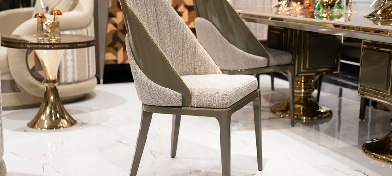 Casa Padrino Luxus Esszimmer Stuhl 6er Set Grau / Gold - Luxus Küchenstühle - Esszimmer Möbel - Restaurant Möbel - Luxus Möbel