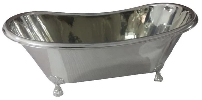 Casa Padrino Luxus Jugendstil Kupfer Badewanne Silber / Silber Verchromt 170 x 72 x H. 71 cm - Freistehende Retro Badewanne - Rustikale Kupfer Badezimmer Möbel