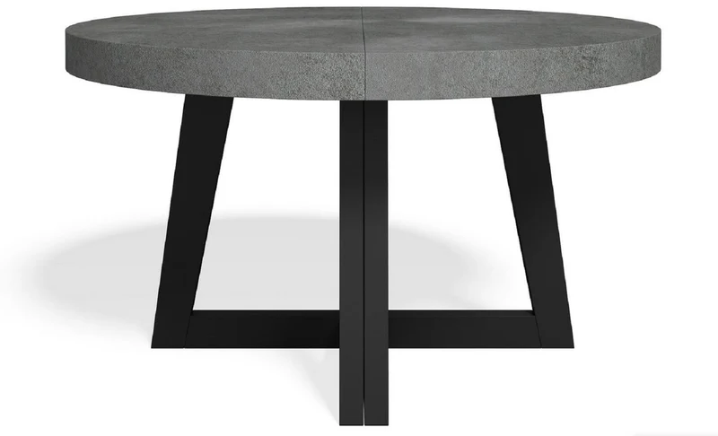 Casa Padrino Luxus Esstisch Grau / Schwarz 140-320 x 140 x H. 77 cm - Runder ausziehbarer Massivholz Konferenztisch - Esszimmer Möbel - Büro Möbel - Massivholz Möbel - Luxus Möbel