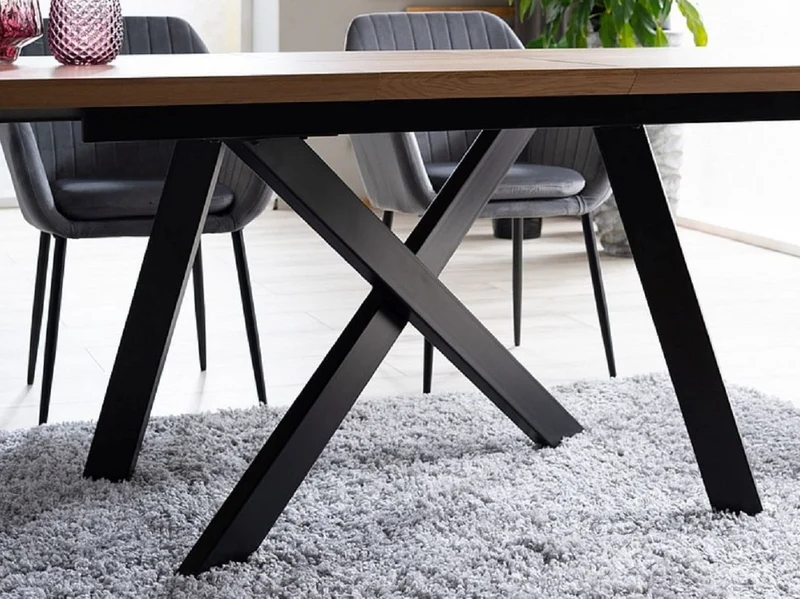 Casa Padrino Luxus Esstisch Naturfarben / Matt Schwarz 160-200 x 90 x H. 76 cm - Ausziehbarer Küchentisch - Esszimmer Möbel - Küchen Möbel - Luxus Möbel