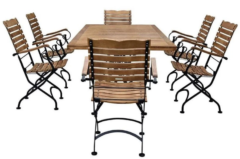 Casa Padrino Jugendstil Garten Esstisch Braun / Schwarz 180 x 80 x H. 76 cm - Klappbarer Gartentisch - Barock & Jugendstil Gastronomie & Garten Möbel