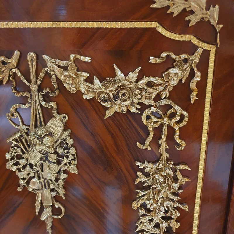 Casa Padrino Barock Kommode mit Seitenglas Braun / Gold 145 cm - Möbel Schrank Sideboard