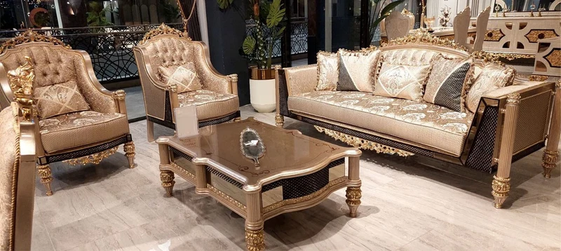 Casa Padrino Luxus Barock Couchtisch Grau / Schwarz / Gold - Handgefertigter Massivholz Wohnzimmertisch im Barockstil - Wohnzimmer Möbel im Barockstil - Barock Möbel - Edel & Prunkvoll