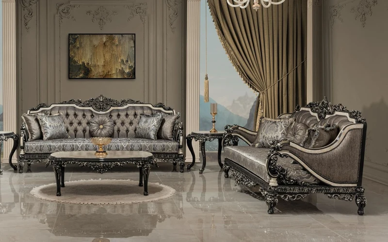 Casa Padrino Luxus Barock Beistelltisch Weiß / Beige / Schwarz / Gold - Handgefertigter Massivholz Tisch im Barockstil - Luxus Wohnzimmer Möbel im Barockstil - Barock Möbel - Edel & Prunkvoll