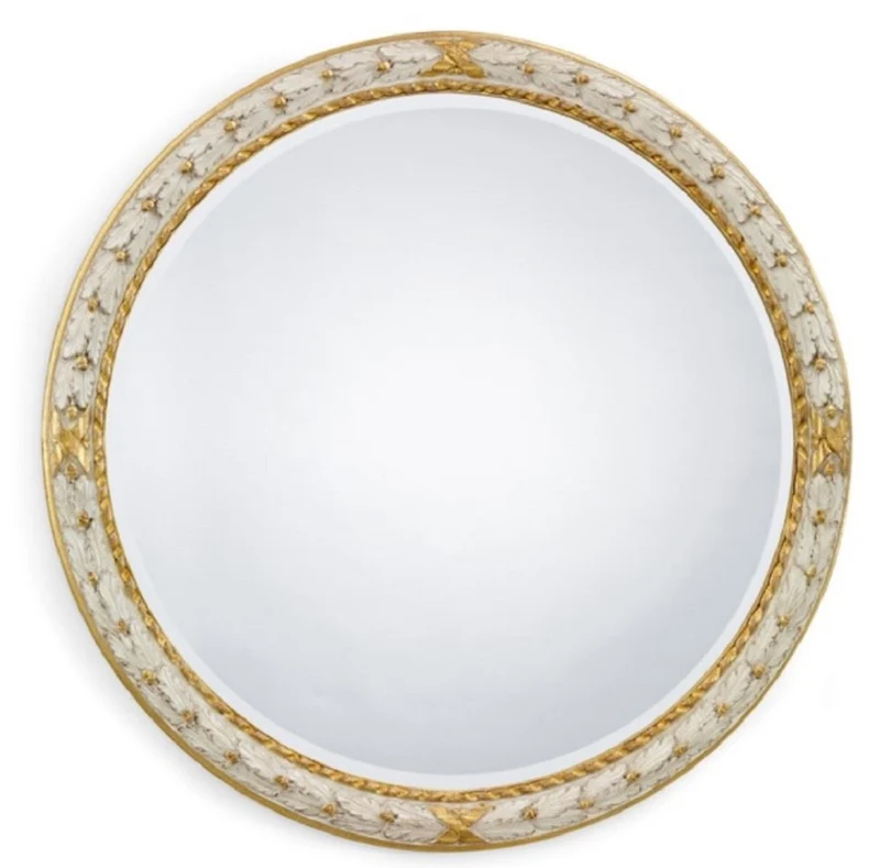 Casa Padrino Luxus Barock Spiegel Weiß / Gold - Runder italienischer Barockstil Wandspiegel - Luxus Möbel im Barockstil - Luxus Qualität - Made in Italy