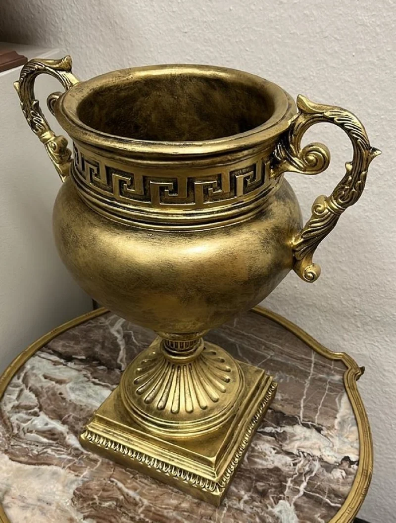 Casa Padrino Barock Deko Vase Antik Gold H. 50 cm - Prunkvolle Barockstil Blumenvase - Deko Accessoires im Barockstil