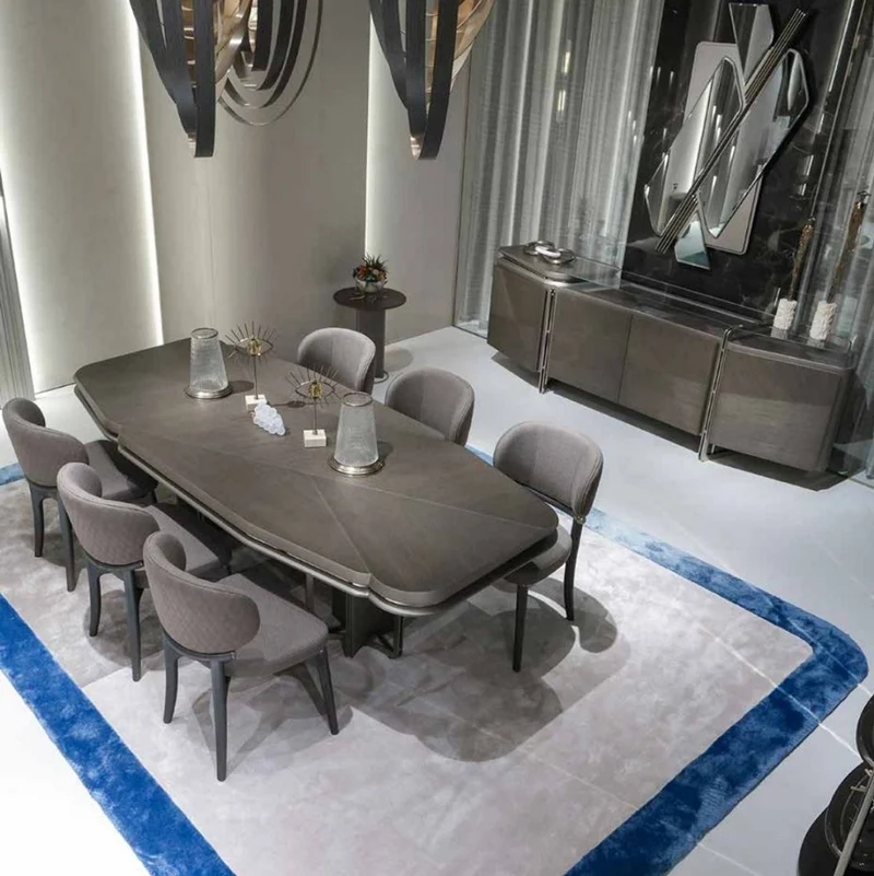 Casa Padrino Luxus Sideboard Grau / Silber 250 x 50 x H. 86 cm - Massivholz Schrank mit 4 Türen und Glasplatte - Luxus Möbel - Hotel Möbel - Luxus Einrichtung