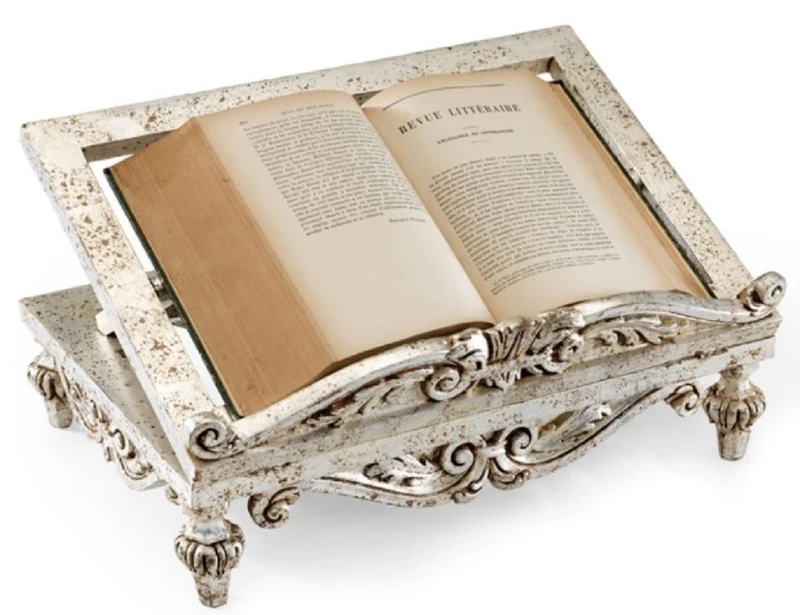 Casa Padrino Luxus Barock Buchstütze Antik Weiß - Handgefertigter Massivholz Buchständer im Barockstil - Barock Deko Accessoires - Luxus Qualität - Made in Italy