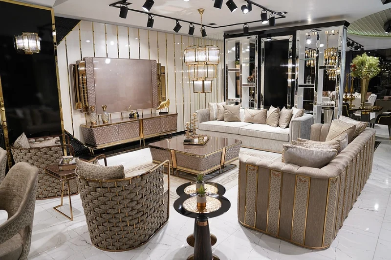 Casa Padrino Luxus Couchtisch Grau / Gold - Massivholz Wohnzimmertisch - Wohnzimmer Möbel - Luxus Möbel - Luxus Kollektion