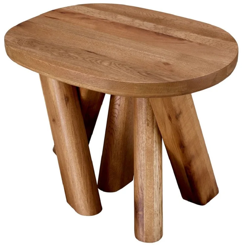 Casa Padrino Luxus Massivholz Beistelltisch Braun 65 x 50 x H. 49,5 cm - Eichenholz Beistelltisch - Wohnzimmer Möbel - Luxus Möbel - Luxus Qualität
