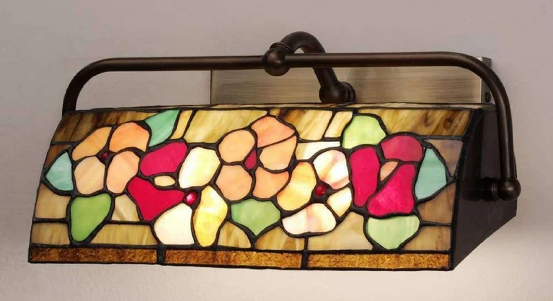 Casa Padrino Luxus Tiffany Wandleuchte Blumen Mehrfarbig 34 x H. 12 cm - Tiffany Wandlampe mit handgefertigtem Glas Lampenschirm - Luxus Interior - Luxus Leuchten - Tiffany Leuchten
