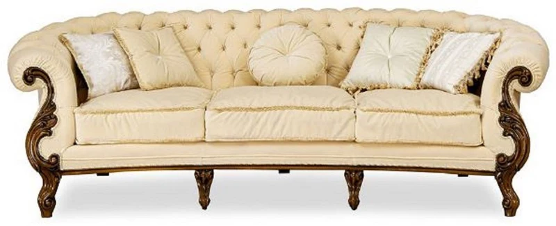 Casa Padrino Luxus Barock Wohnzimmer Set Creme / Braun - 2 Barock Sofas & 2 Barock Sessel & 1 Barock Couchtisch - Luxus Wohnzimmer Möbel im Barockstil - Edel & Prunkvoll