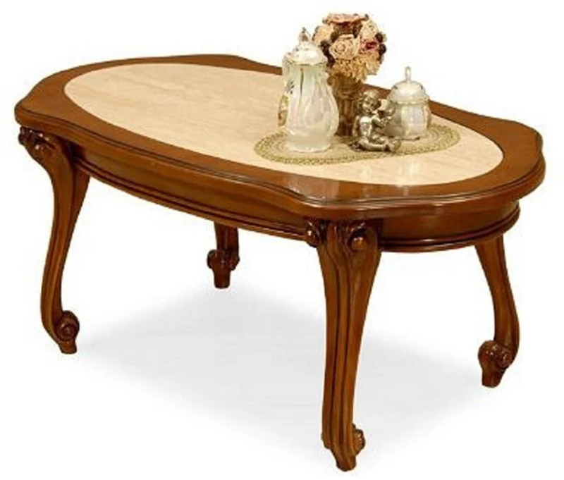 Casa Padrino Luxus Barock Wohnzimmer Set Creme / Braun - 2 Barock Sofas & 2 Barock Sessel & 1 Barock Couchtisch - Luxus Wohnzimmer Möbel im Barockstil - Edel & Prunkvoll