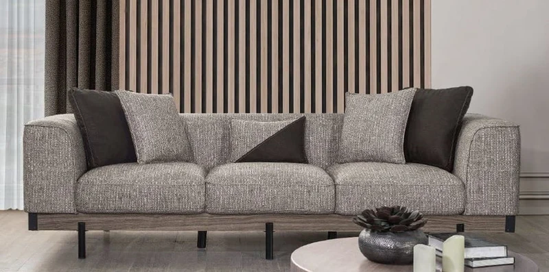 Casa Padrino Luxus 4er Sofa Grau / Braun / Schwarz 270 x 96 x H. 75 cm - Wohnzimmer Sofa - Hotel Sofa - Wohnzimmer Möbel - Hotel Möbel - Luxus Möbel - Luxus Einrichtung - Wohnzimmer Einrichtung