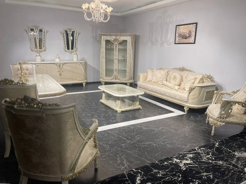 Casa Padrino Luxus Barock Vitrine Beige / Grau / Gold - Prunkvoller Massivholz Vitrinenschrank mit 2 Glastüren - Luxus Möbel im Barockstil - Barock Möbel - Edel & Prunkvoll