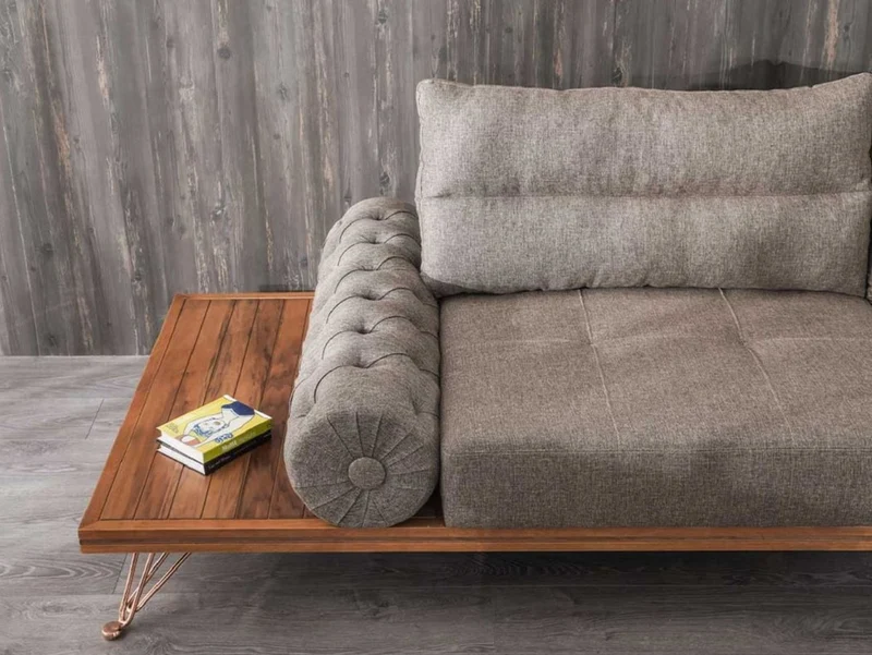 Casa Padrino Luxus Sofa Grau / Braun / Kupfer 270 x 100 x H. 65 cm - Wohnzimmer Sofa mit verstellbaren Rückenlehnen - Wohnzimmer Möbel - Hotel Möbel - Luxus Möbel