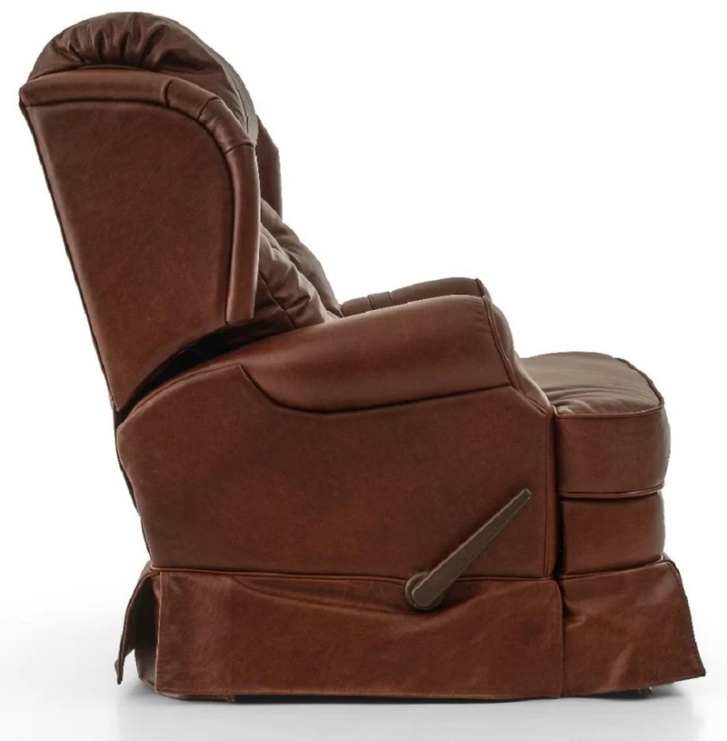 Casa Padrino Luxus Leder Sessel mit Liegefunktion Braun 85 x 100 x H. 97 cm - Echtleder Wohnzimmer Sessel - Fernsehsessel - Echtleder Möbel - Luxus Möbel