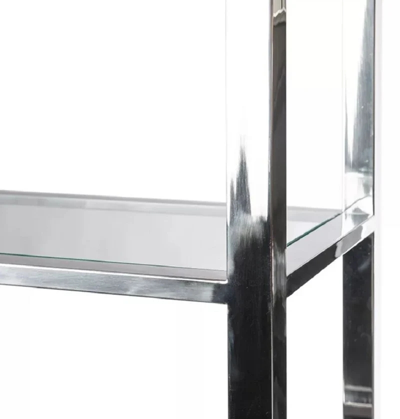 Casa Padrino Regalschrank mit Leiter Schwarz / Silber 219 x 43 x H. 240 cm - Bücherschrank - Wohnzimmer Schrank - Büro Schrank - Wohnzimmer Möbel - Büro Möbel - Luxus Möbel