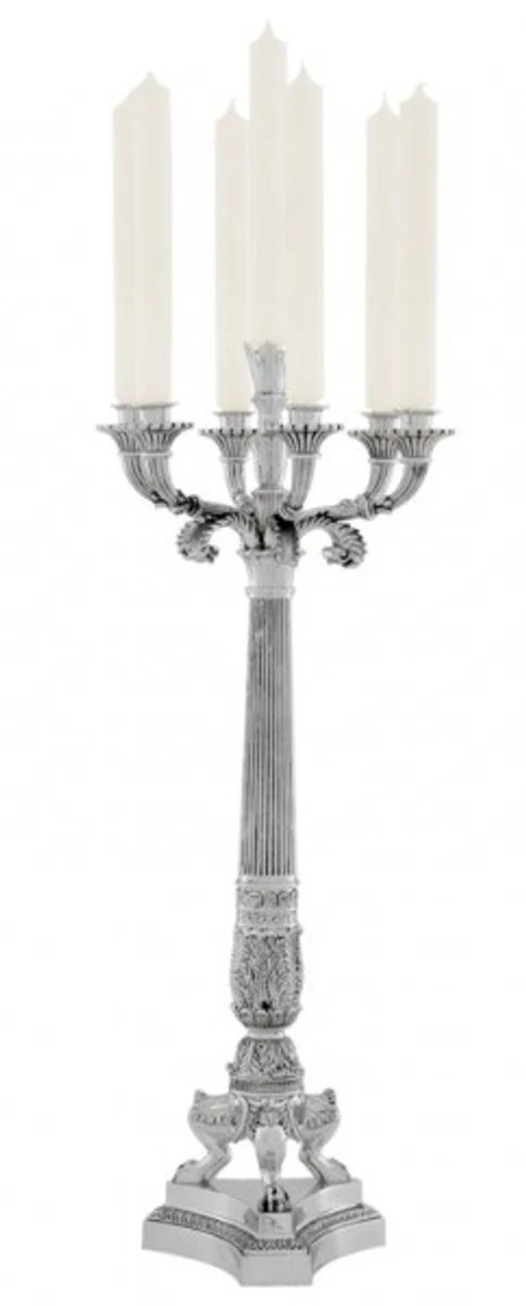 Casa Padrino Luxus Barock Kerzenhalter Silber Ø 30 x H. 79 cm - Prunkvoller Metall Kerzenständer im Barockstil - Barock Deko Accessoires