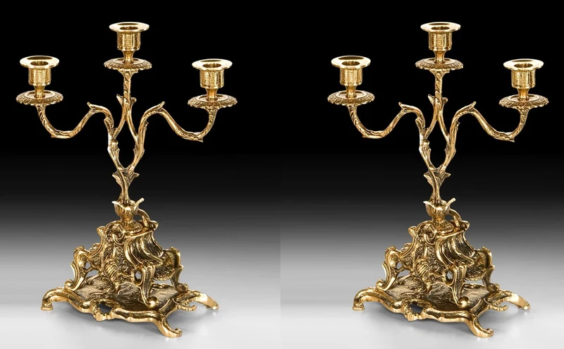 Casa Padrino Luxus Barock Kerzenhalter Set Gold 24 x H. 34 cm - Handgefertigte Barockstil Bronze Kerzenständer - Barock Deko Accessoires - Barock Interior - Barock Möbel - Edel & Prunkvoll