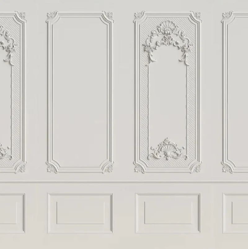 Casa Padrino Luxus Barock Vliestapete Grau - Barockstil Wohnzimmer Tapete mit elegantem Stuck Muster - Wanddeko im Barockstil - Barock Tapeten - Tapeten im Barockstil - Barock Wohnzimmer Deko