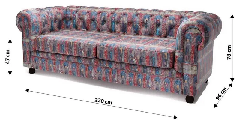 Casa Padrino Luxus Chesterfield Samt Sofa Mehrfarbig / Schwarz 220 x 96 x H. 78 cm - Wohnzimmer Sofa - Hotel Sofa - Wohnzimmer Möbel - Chesterfield Möbel - Luxus Möbel - Luxus Einrichtung