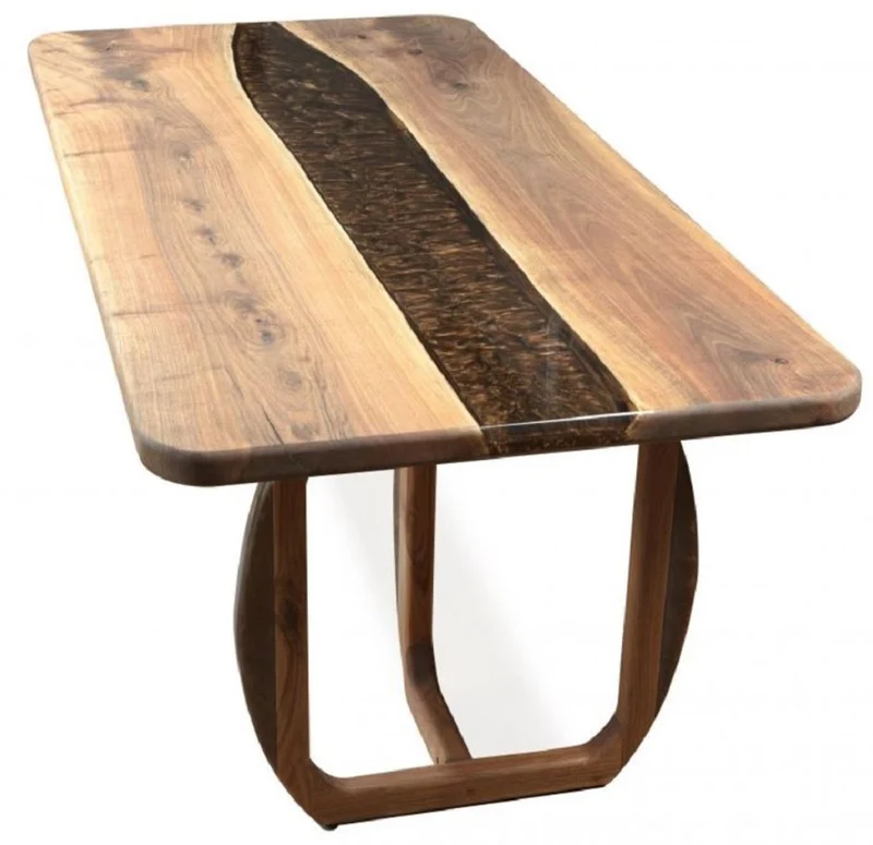 Casa Padrino Luxus Esstisch Braun 200 x 100 x H. 76 cm - Rechteckiger Küchentisch mit Epoxiharz - Esszimmer Möbel - Epoxiharz Möbel - Luxus Möbel