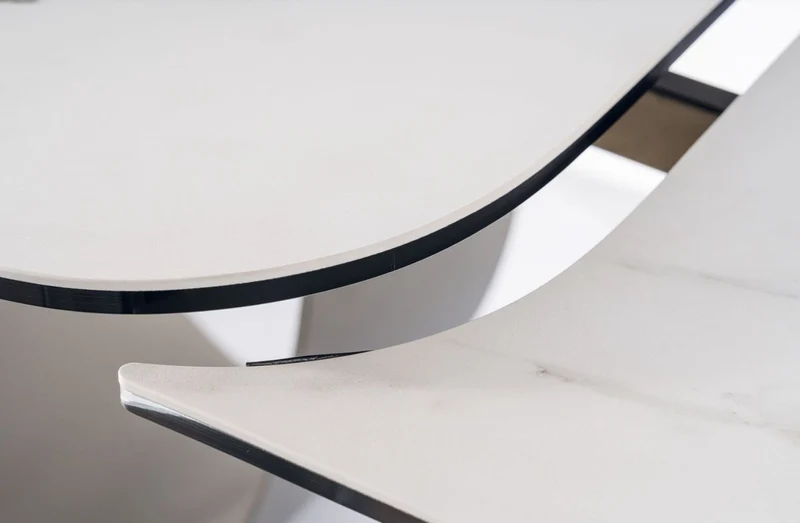 Casa Padrino Luxus Esstisch Weiß / Braun / Matt Schwarz 160-240 x 95 x H. 76 cm - Ausziehbarer Küchentisch mit gehärteter Glaskeramik Tischplatte - Esszimmer Möbel - Luxus Möbel