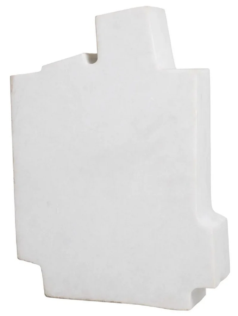 Casa Padrino Luxus Marmor Deko Objekt Weiß 27 x 15 x H. 38,5 cm - Wohnzimmer Dekoration - Schreibtisch Dekoration - Marmor Dekoration - Luxus Kollektion