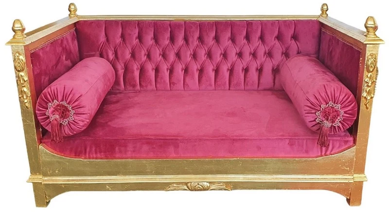 Casa Padrino Barock Hundebett Bordeauxrot / Gold - Prunkvolles Antik Stil Hundebett - Handgefertigte Hunde Möbel im Barockstil - Barock Tiermöbel - Antik Stil Tiermöbel