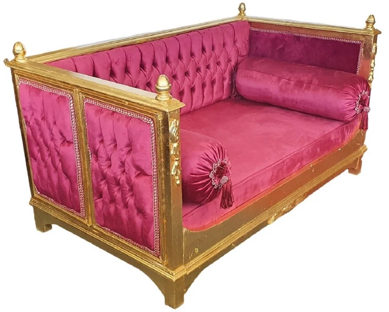 Casa Padrino Barock Hundebett Bordeauxrot / Gold - Prunkvolles Antik Stil Hundebett - Handgefertigte Hunde Möbel im Barockstil - Barock Tiermöbel - Antik Stil Tiermöbel
